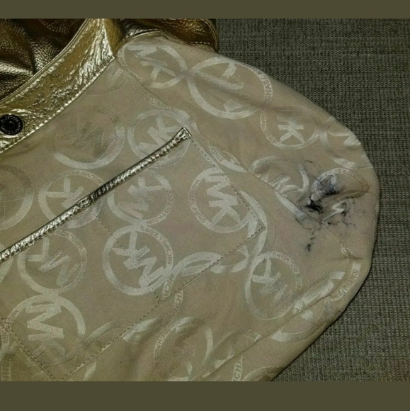 Michael Kors Metallic Gold Leather Chain Link Hobo - Picture 7 of 8